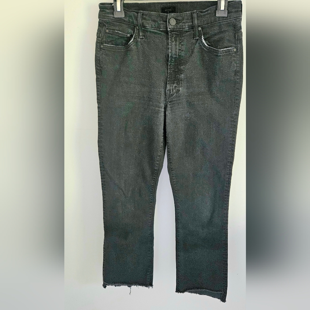 Mother Insider Crop Step Fray Jeans Black